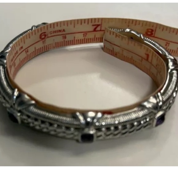 Judith Ripka Sterling Silver 925 Amethyst Cuff Bracelet 7” - Picture 8 of 8